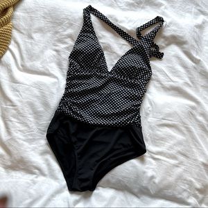 90s Polkadot One Piece Swimsuit